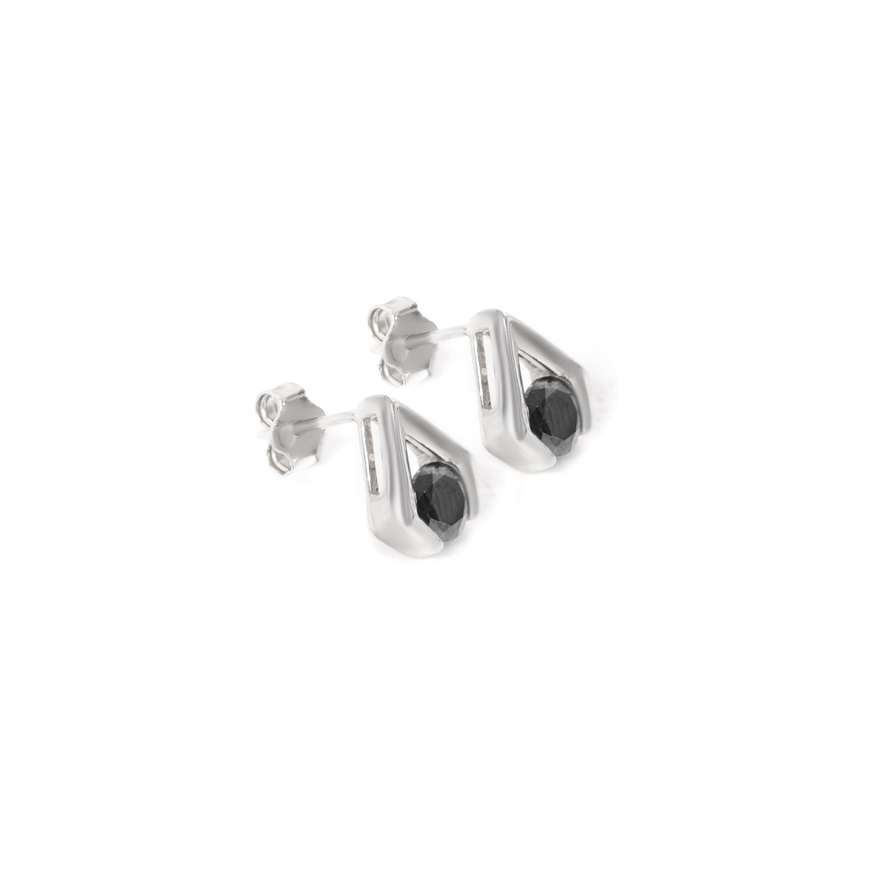 Cool and Classic 92.5 sterling silver stud earrings with colour zirconium