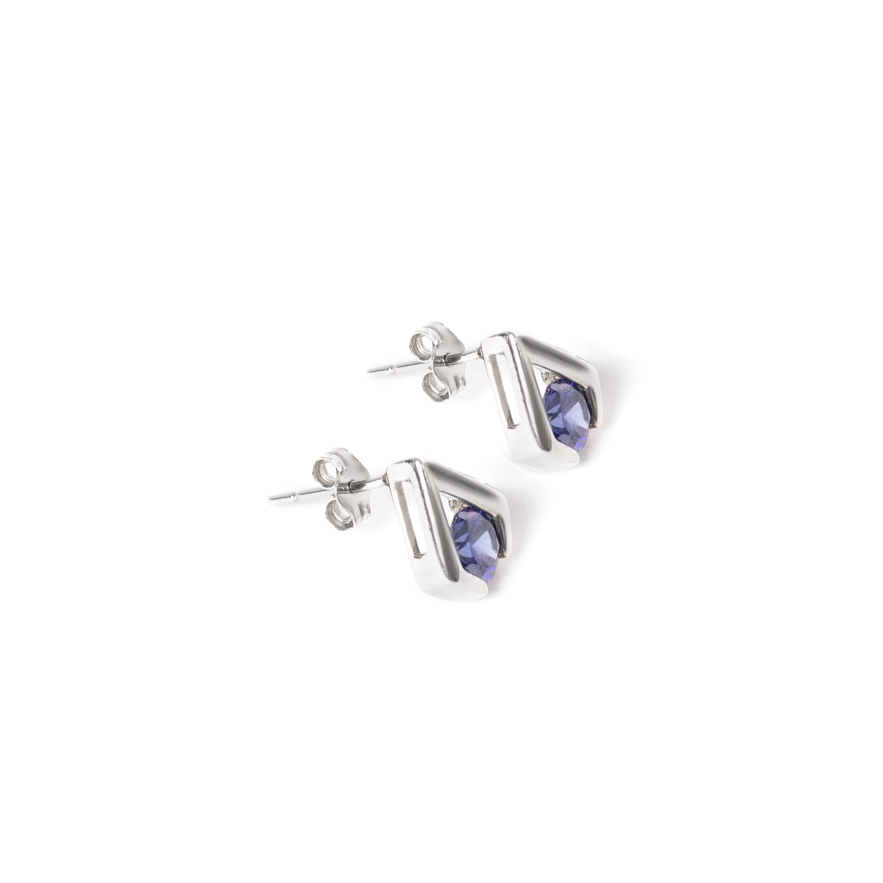 Cool and Classic 92.5 sterling silver stud earrings with colour zirconium