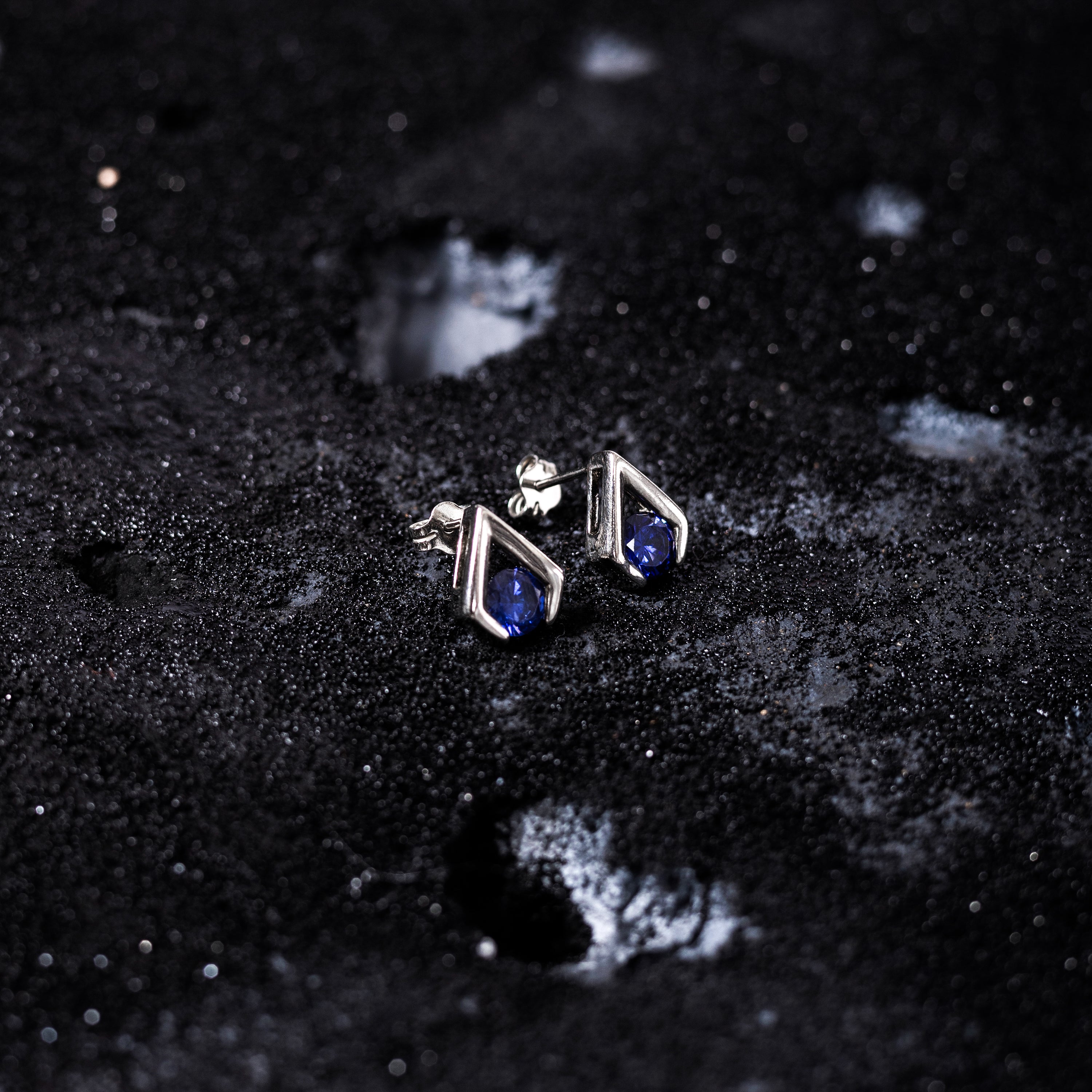 Cool and Classic 92.5 sterling silver stud earrings with colour zirconium