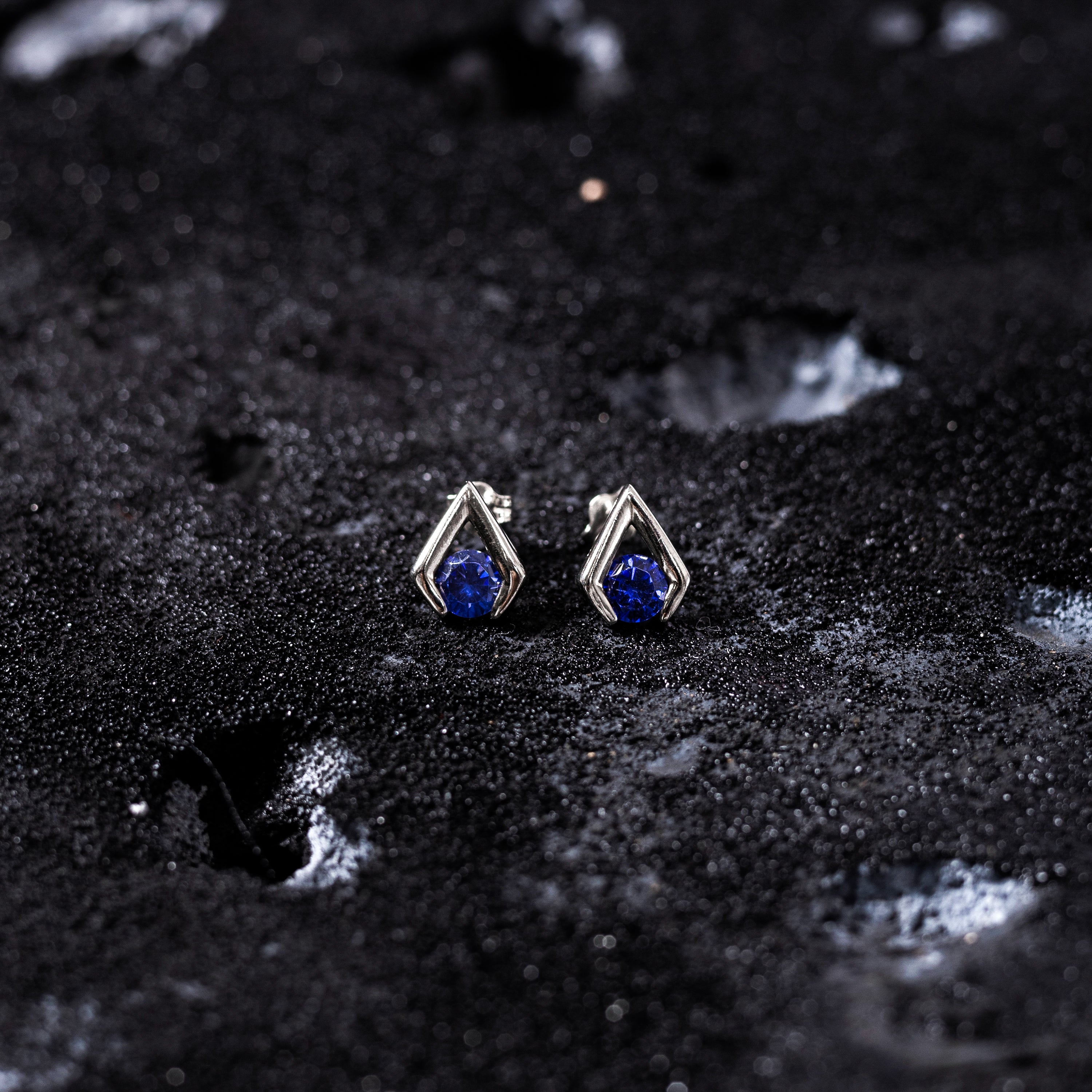 Cool and Classic 92.5 sterling silver stud earrings with colour zirconium