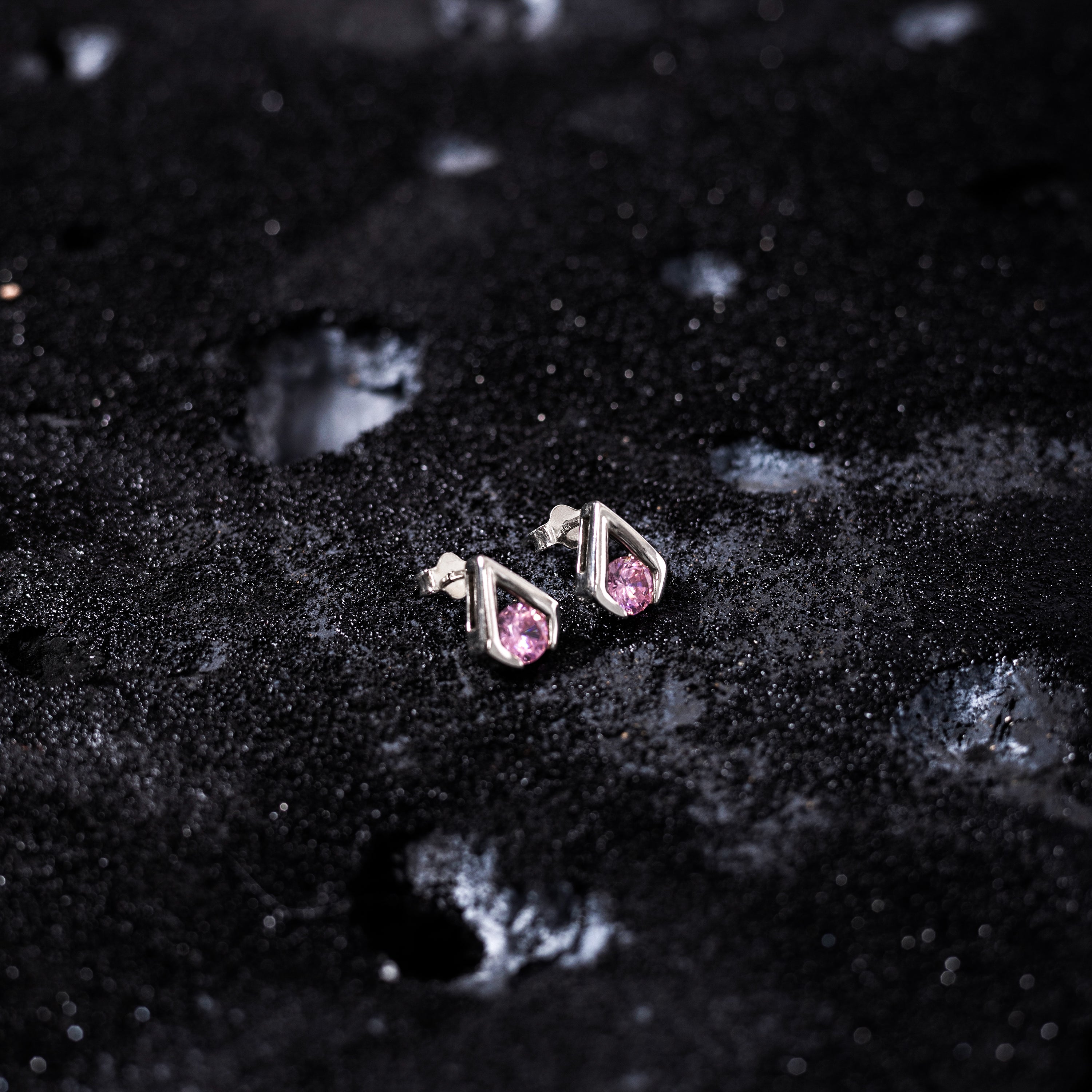 Cool and Classic 92.5 sterling silver stud earrings with colour zirconium