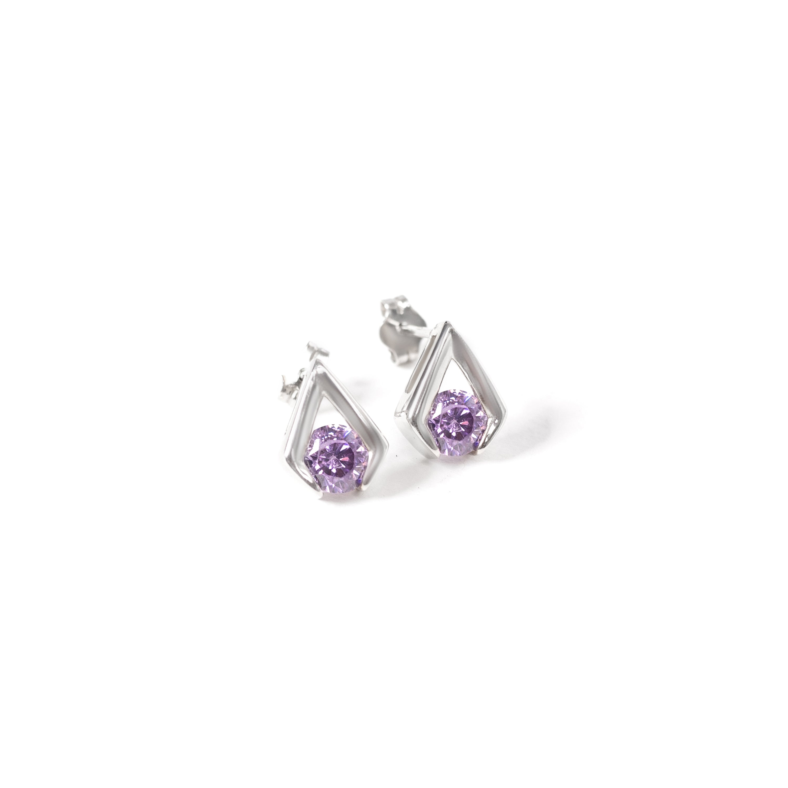 Cool and Classic 92.5 sterling silver stud earrings with colour zirconium