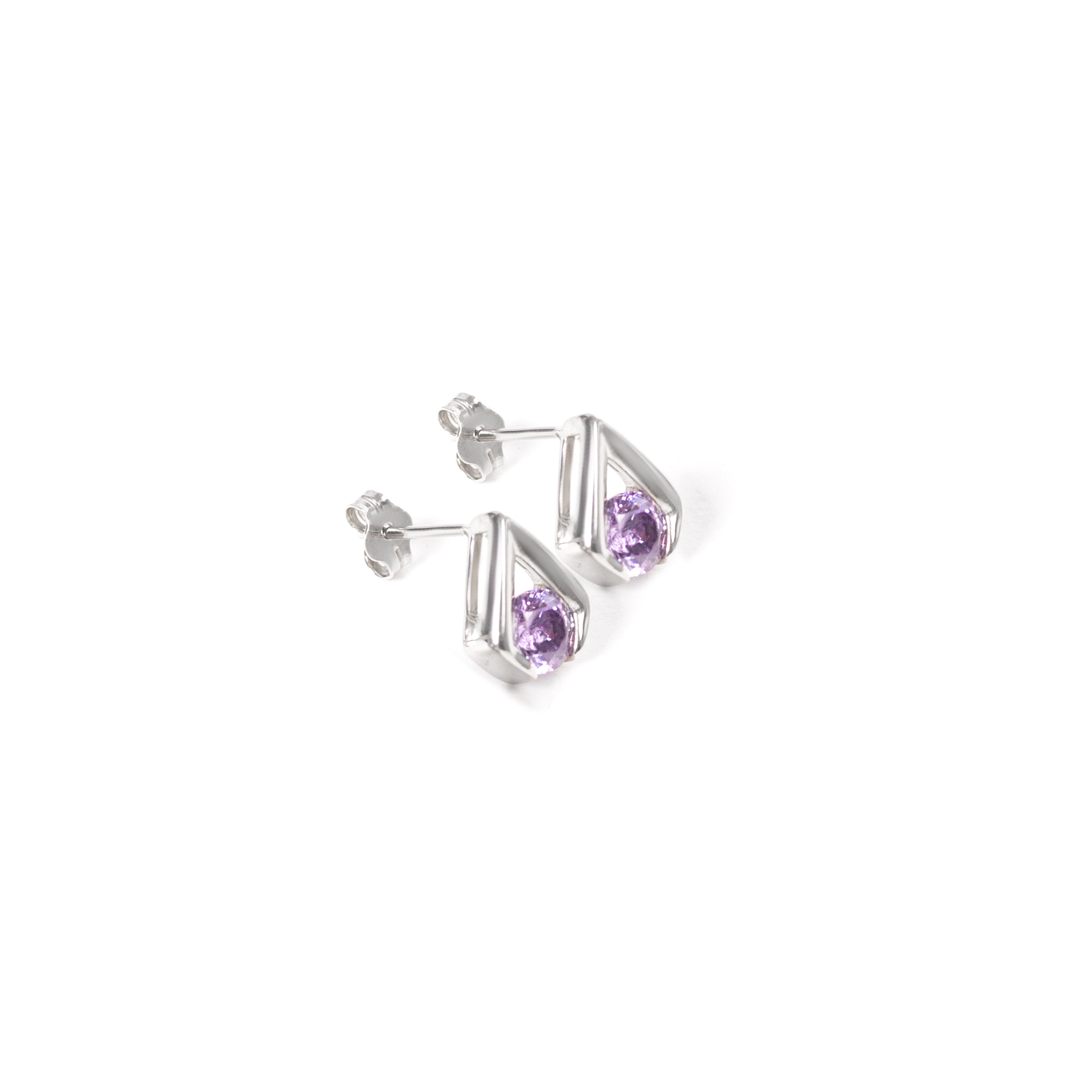 Cool and Classic 92.5 sterling silver stud earrings with colour zirconium