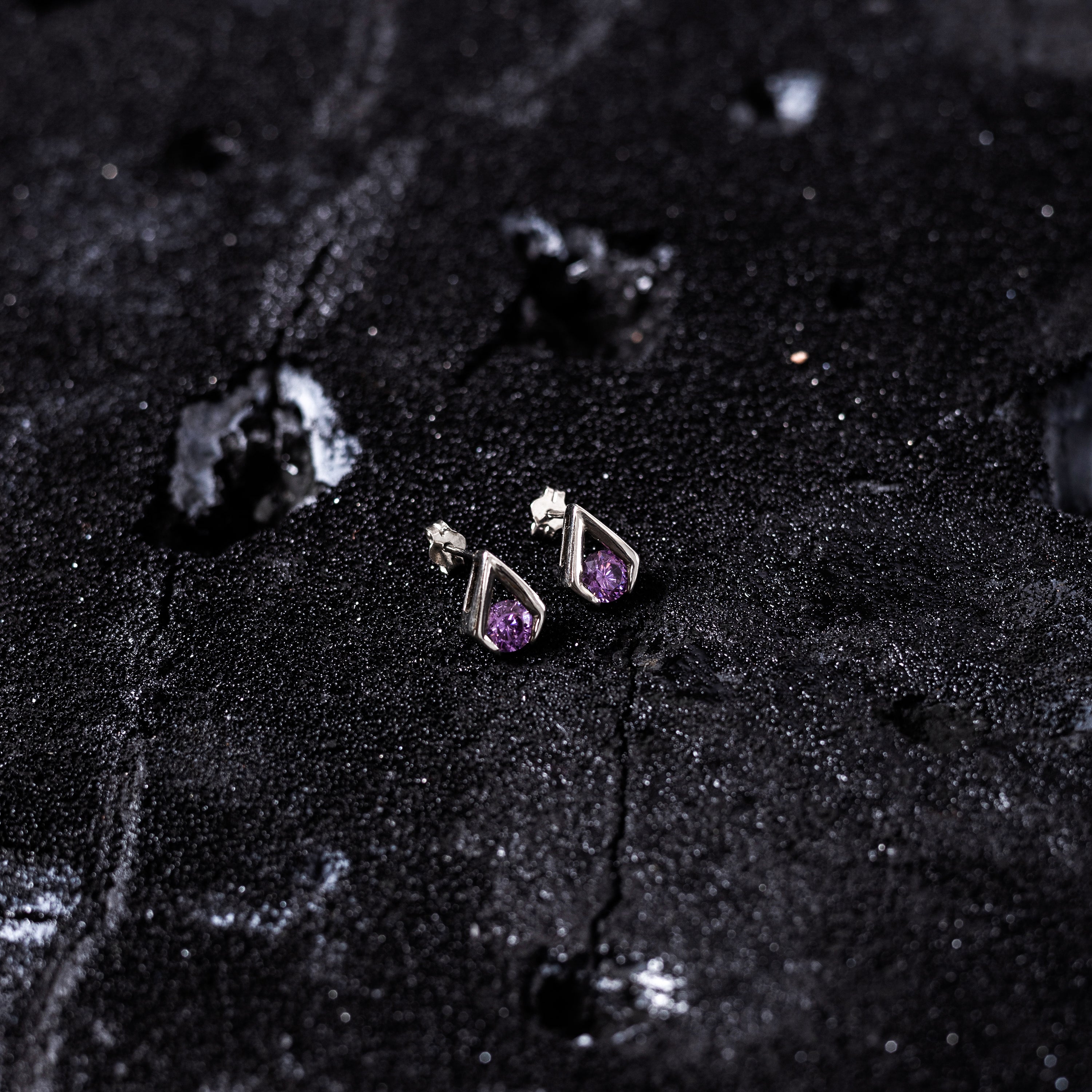 Cool and Classic 92.5 sterling silver stud earrings with colour zirconium