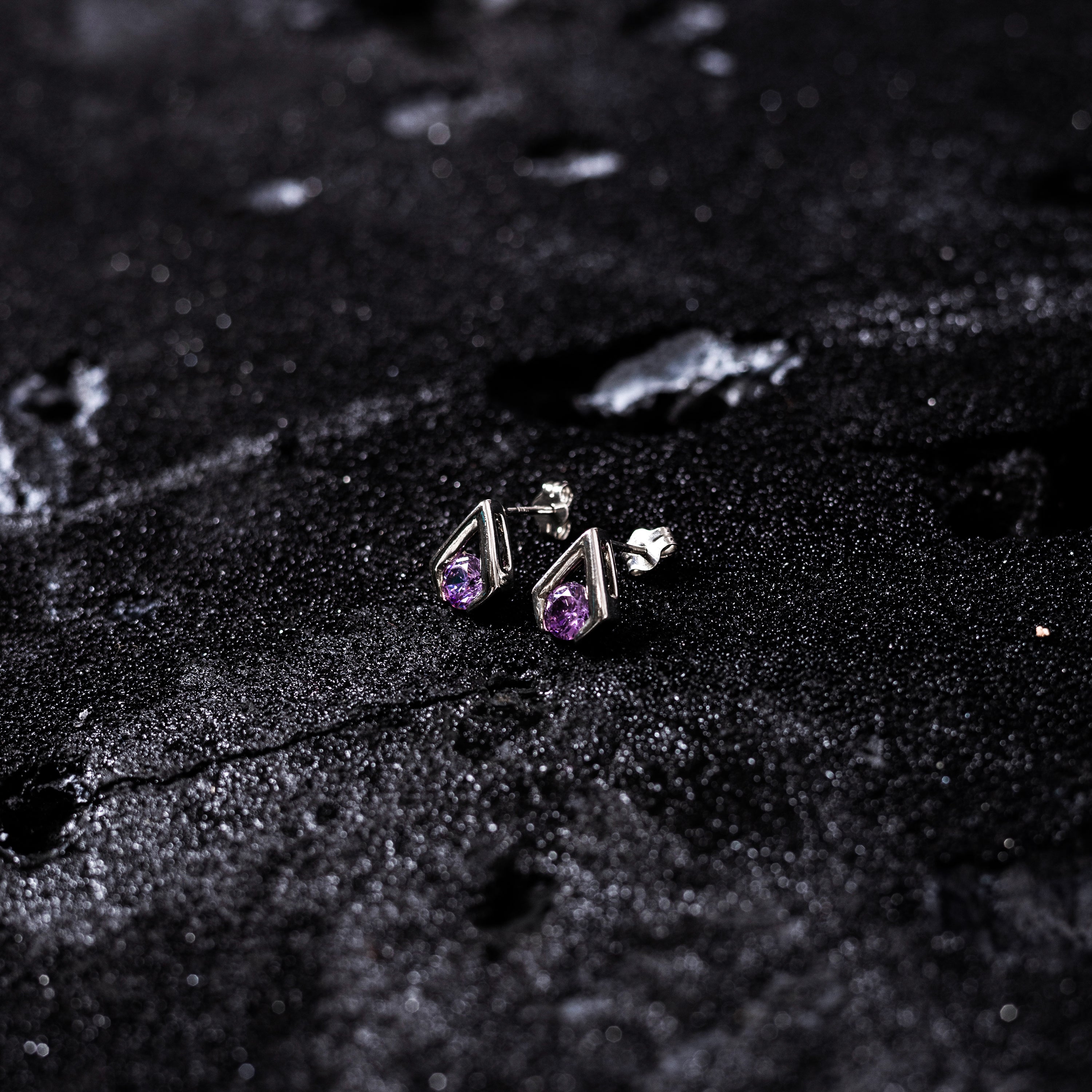 Cool and Classic 92.5 sterling silver stud earrings with colour zirconium