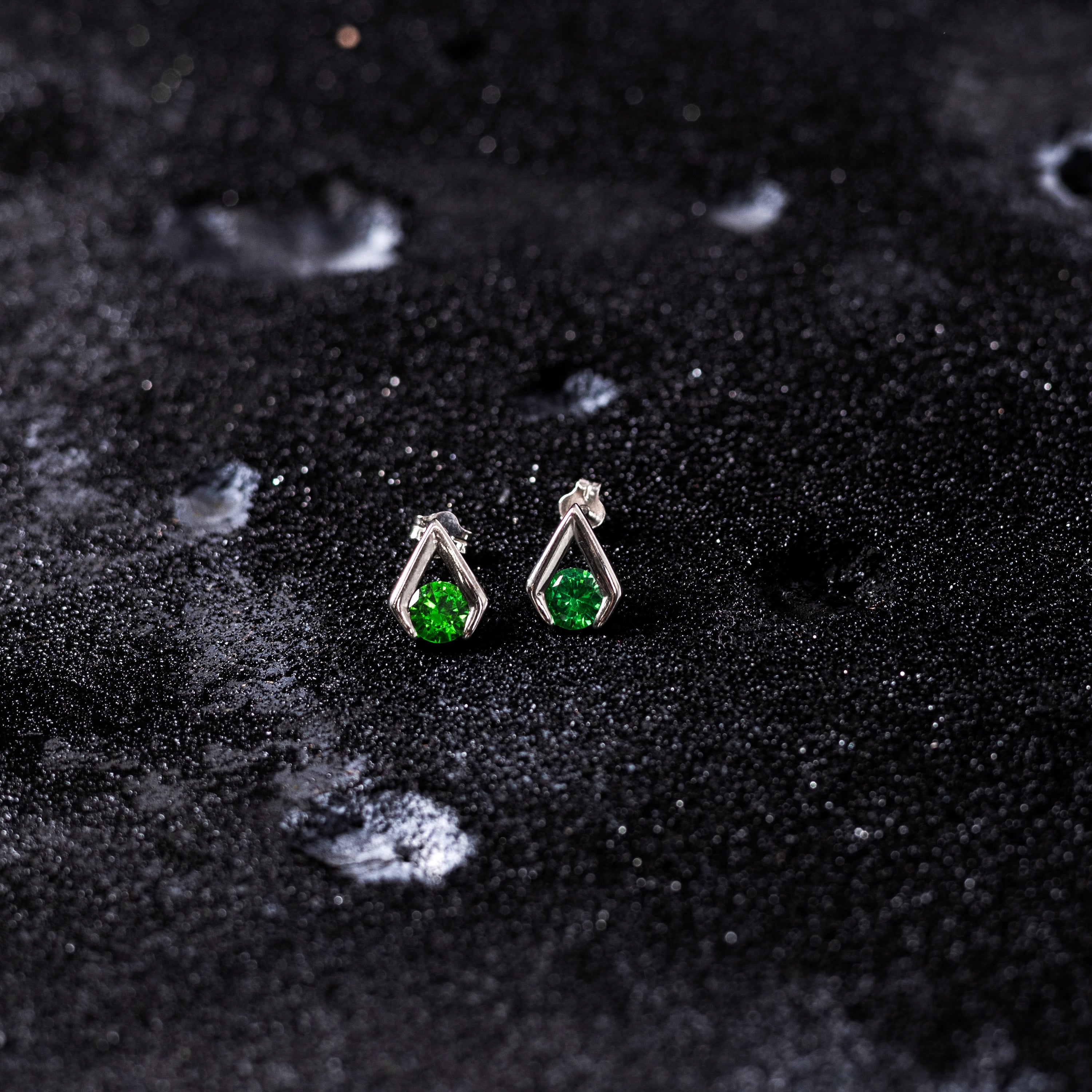 Cool and Classic 92.5 sterling silver stud earrings with colour zirconium