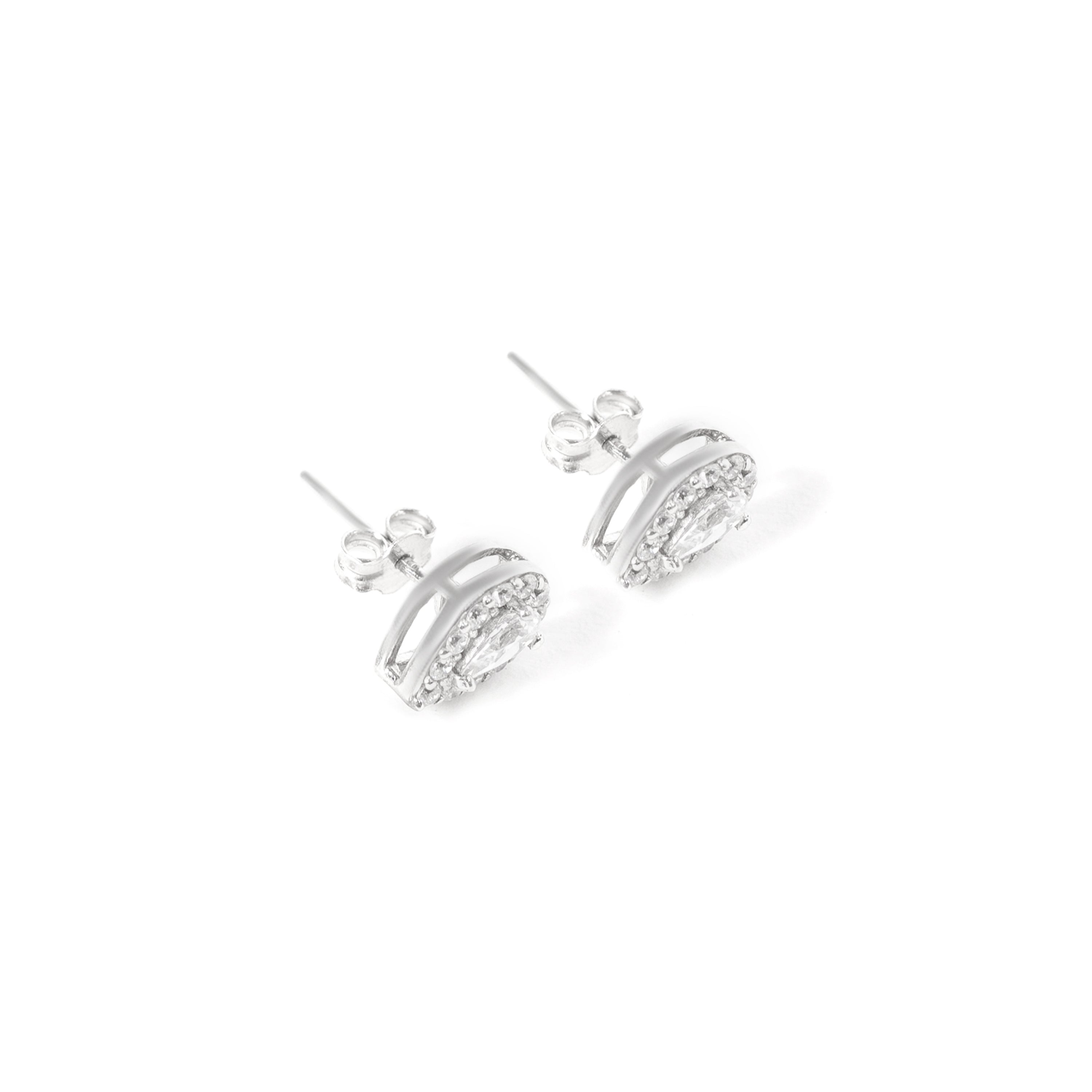 Elegant 92.5 sterling Silver stud earrings with white zorconium