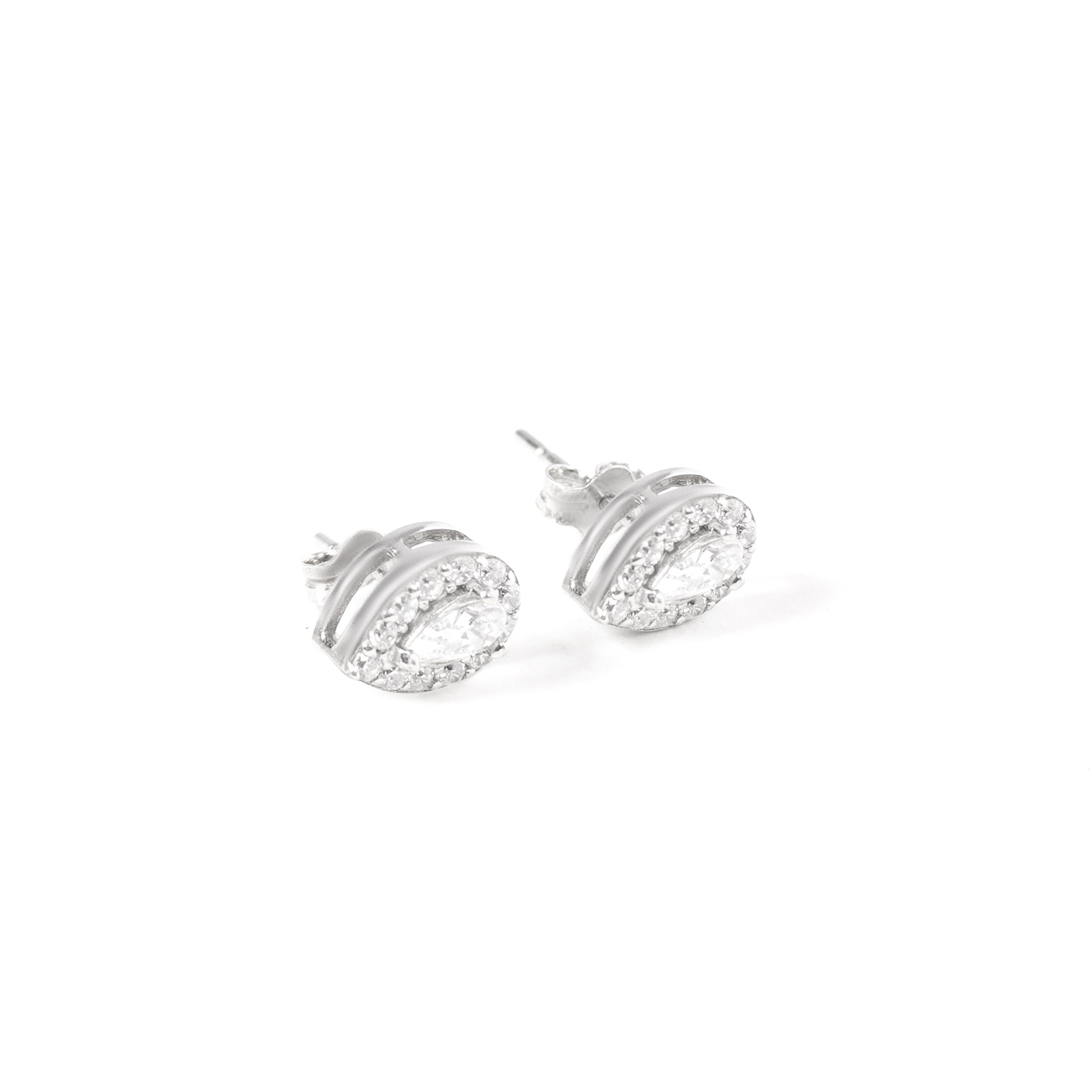 Elegant 92.5 sterling Silver stud earrings with white zorconium