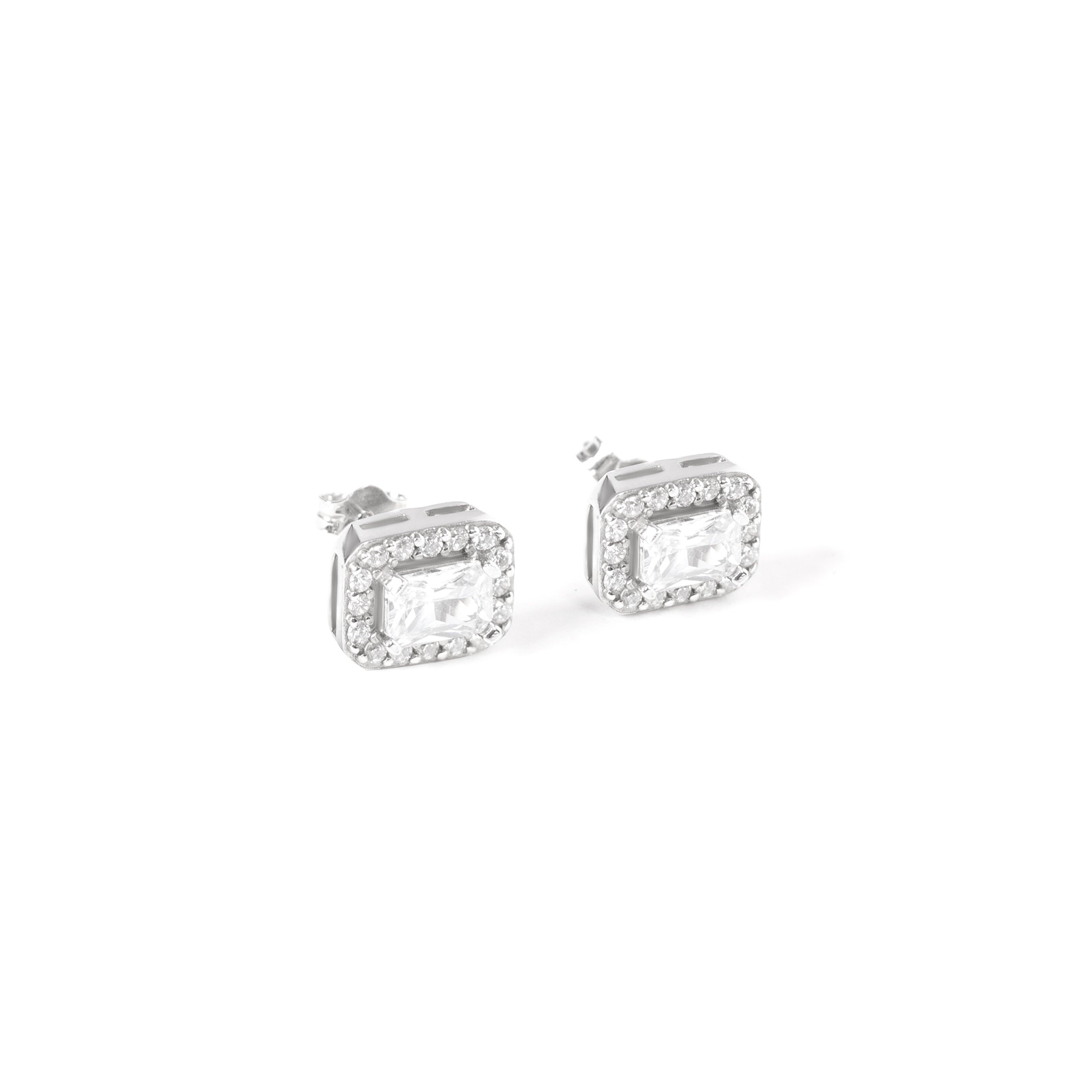 Elegant 92.5 sterling Silver stud earrings with white zorconium