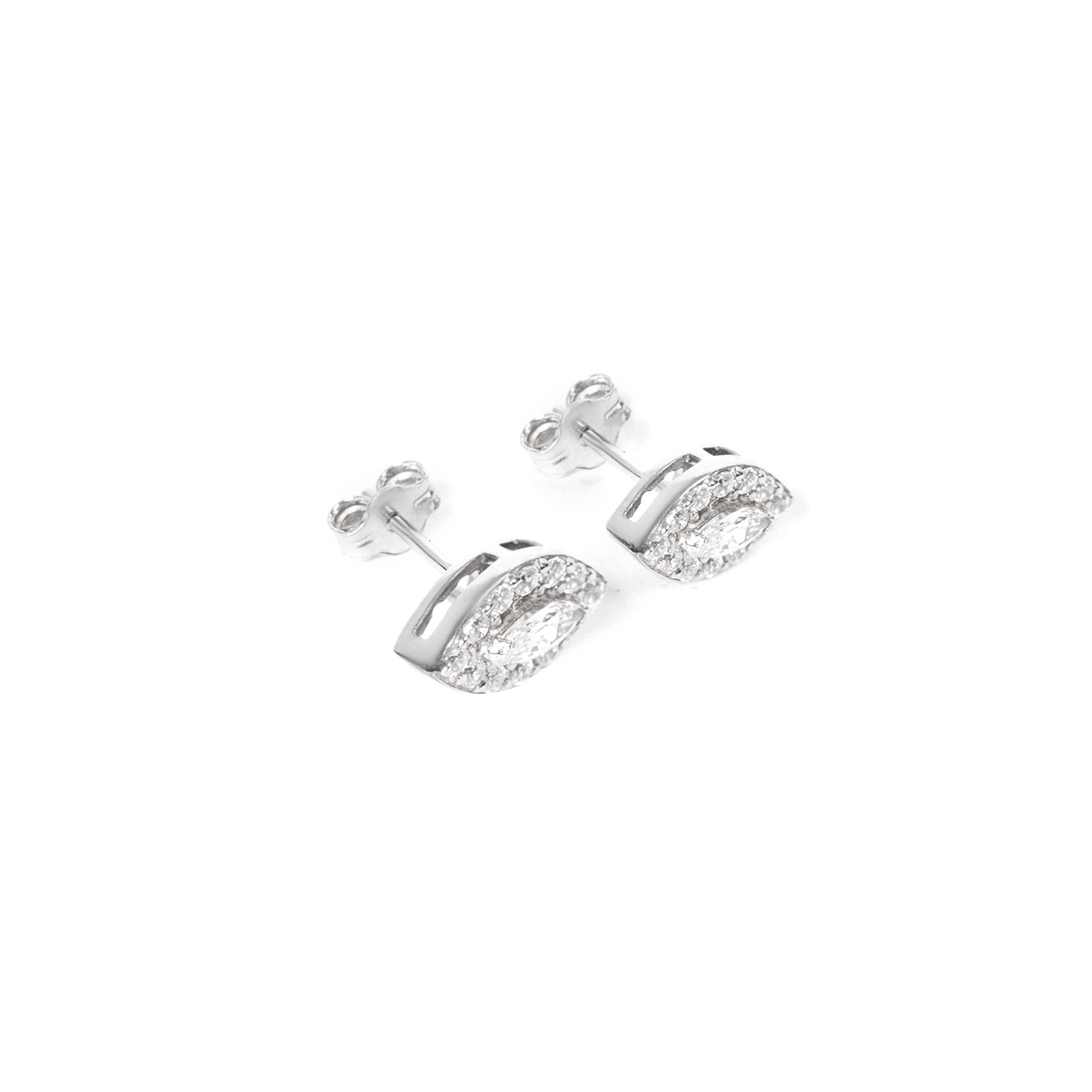 Elegant 92.5 sterling Silver stud earrings with white zorconium