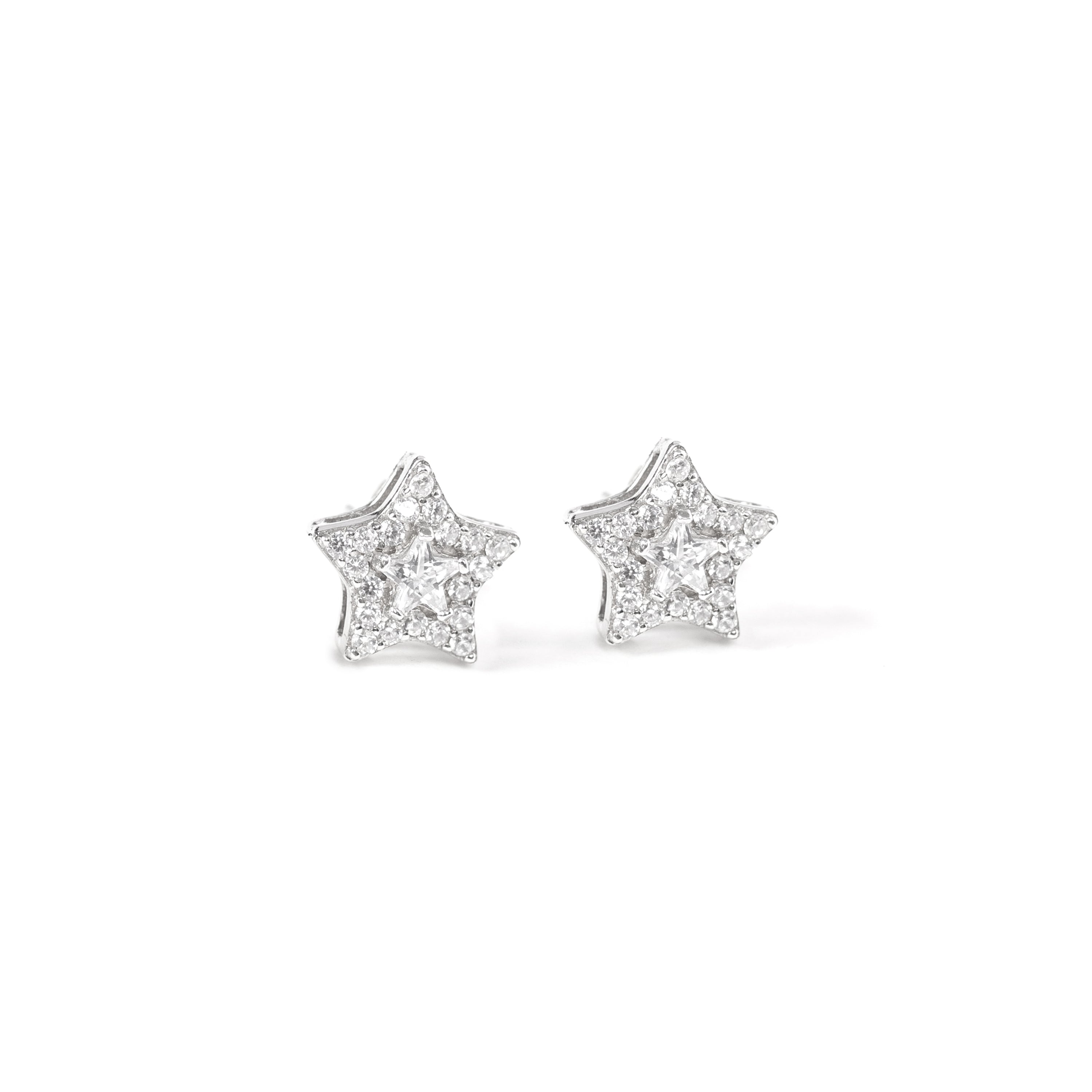 Elegant 92.5 sterling Silver stud earrings with white zorconium