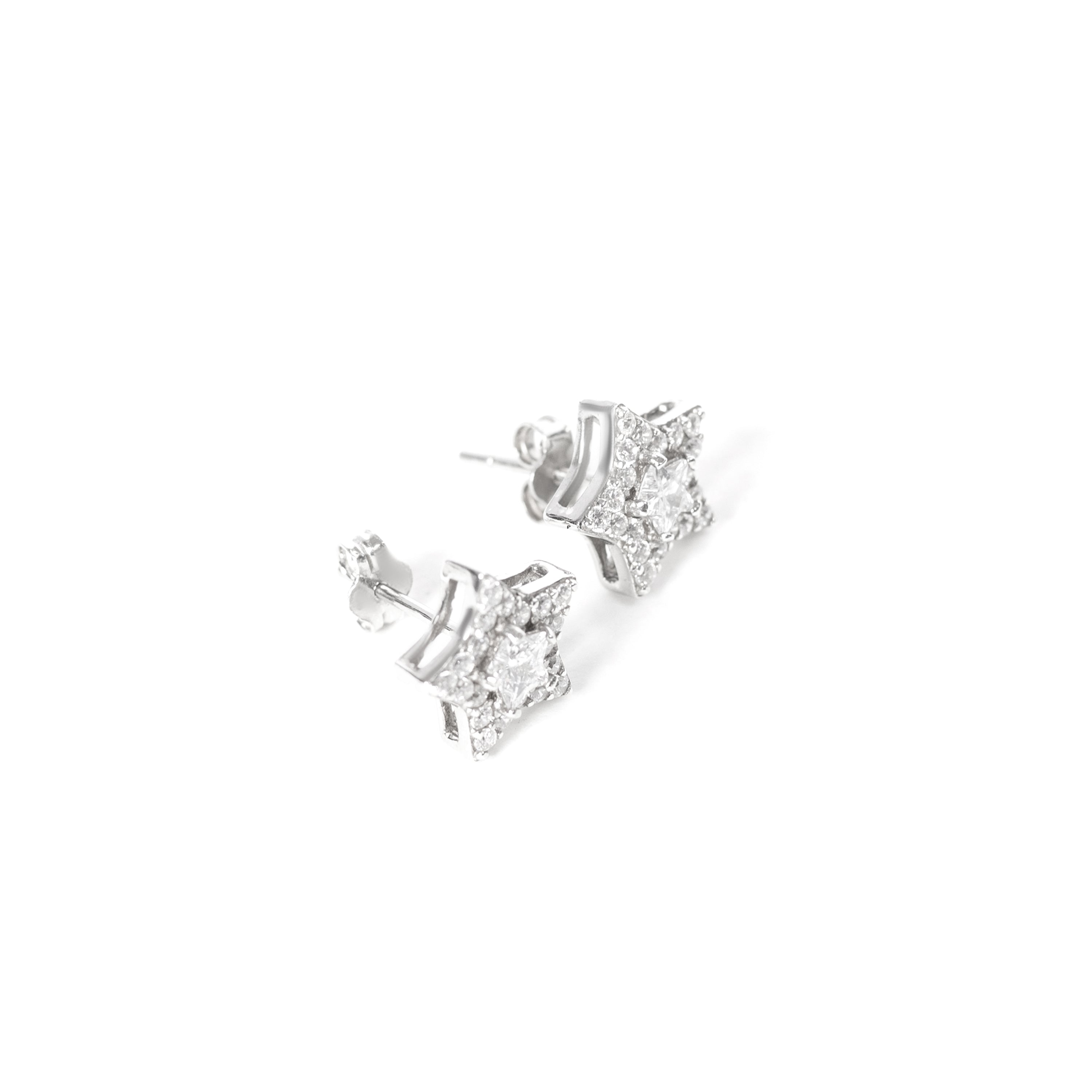 Elegant 92.5 sterling Silver stud earrings with white zorconium