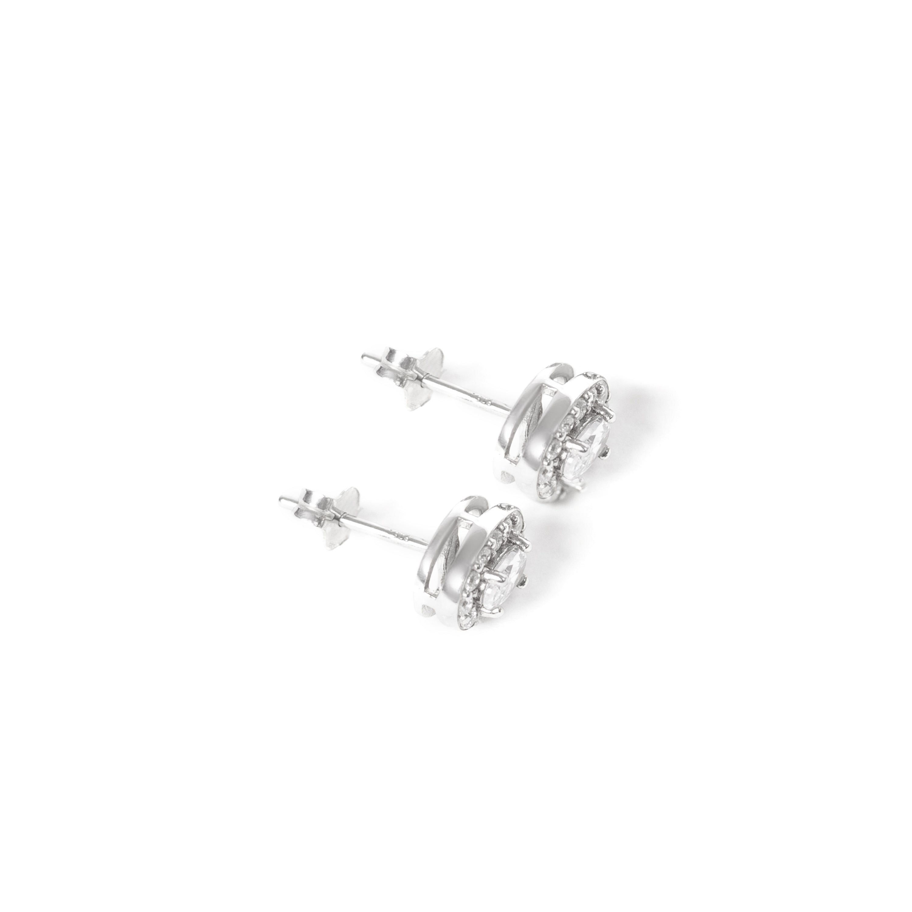 Elegant 92.5 sterling Silver stud earrings with white zorconium