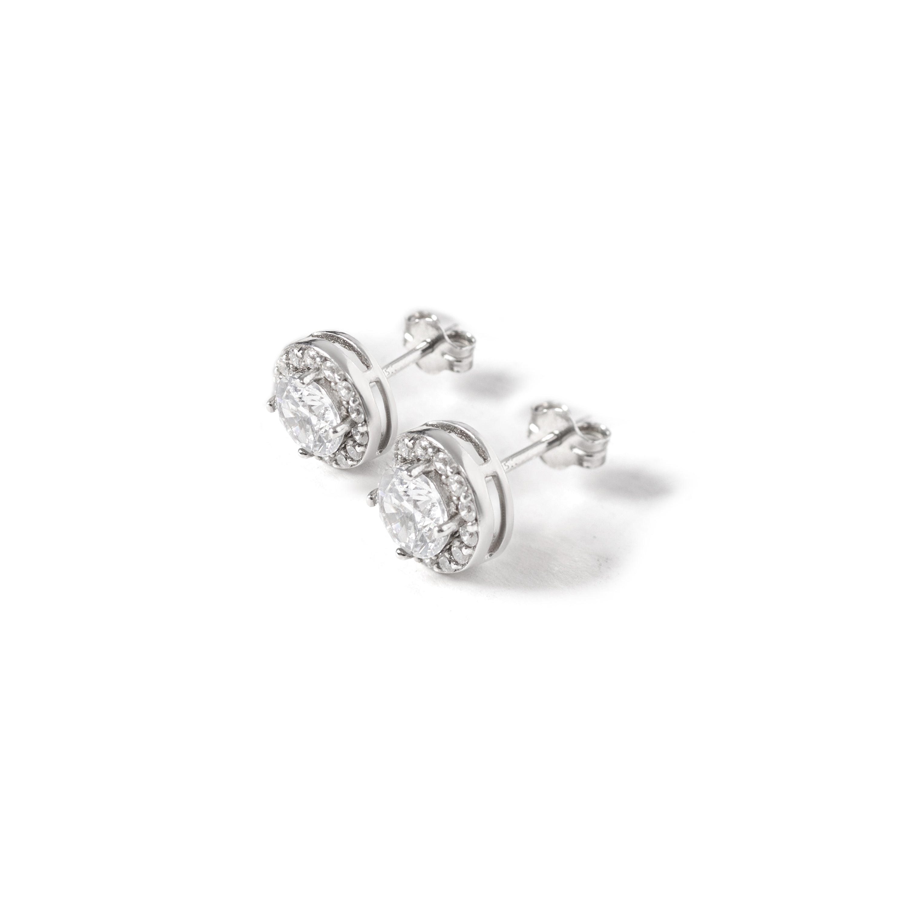 Elegant 92.5 sterling Silver stud earrings with white zorconium