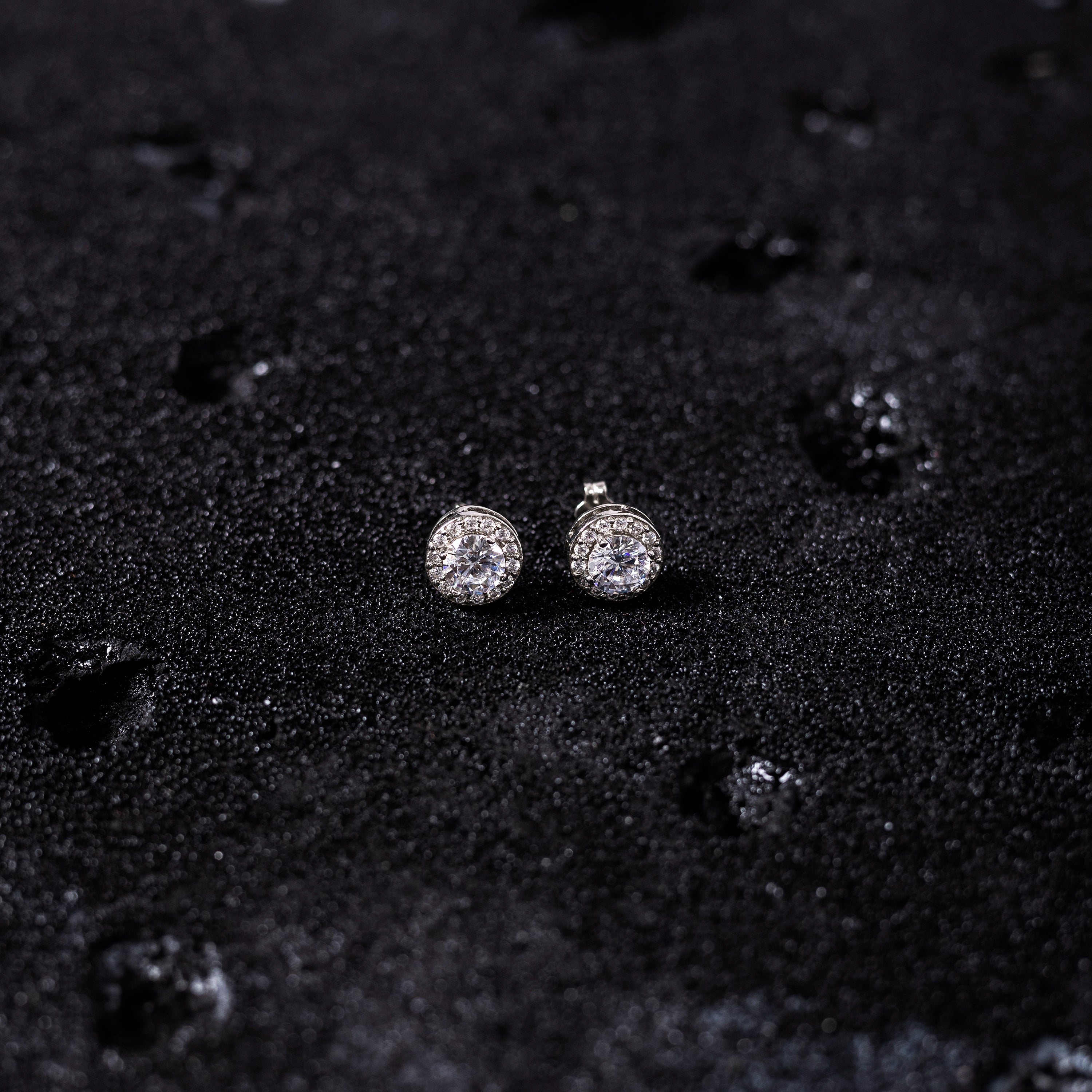 Elegant 92.5 sterling Silver stud earrings with white zorconium