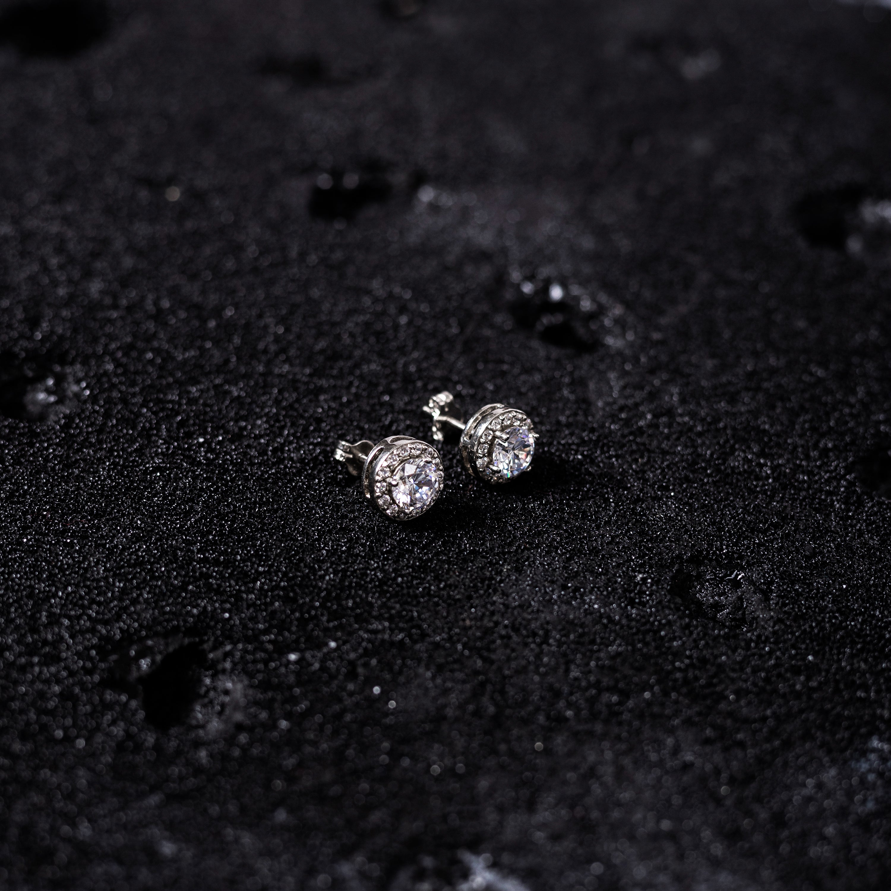 Elegant 92.5 sterling Silver stud earrings with white zorconium