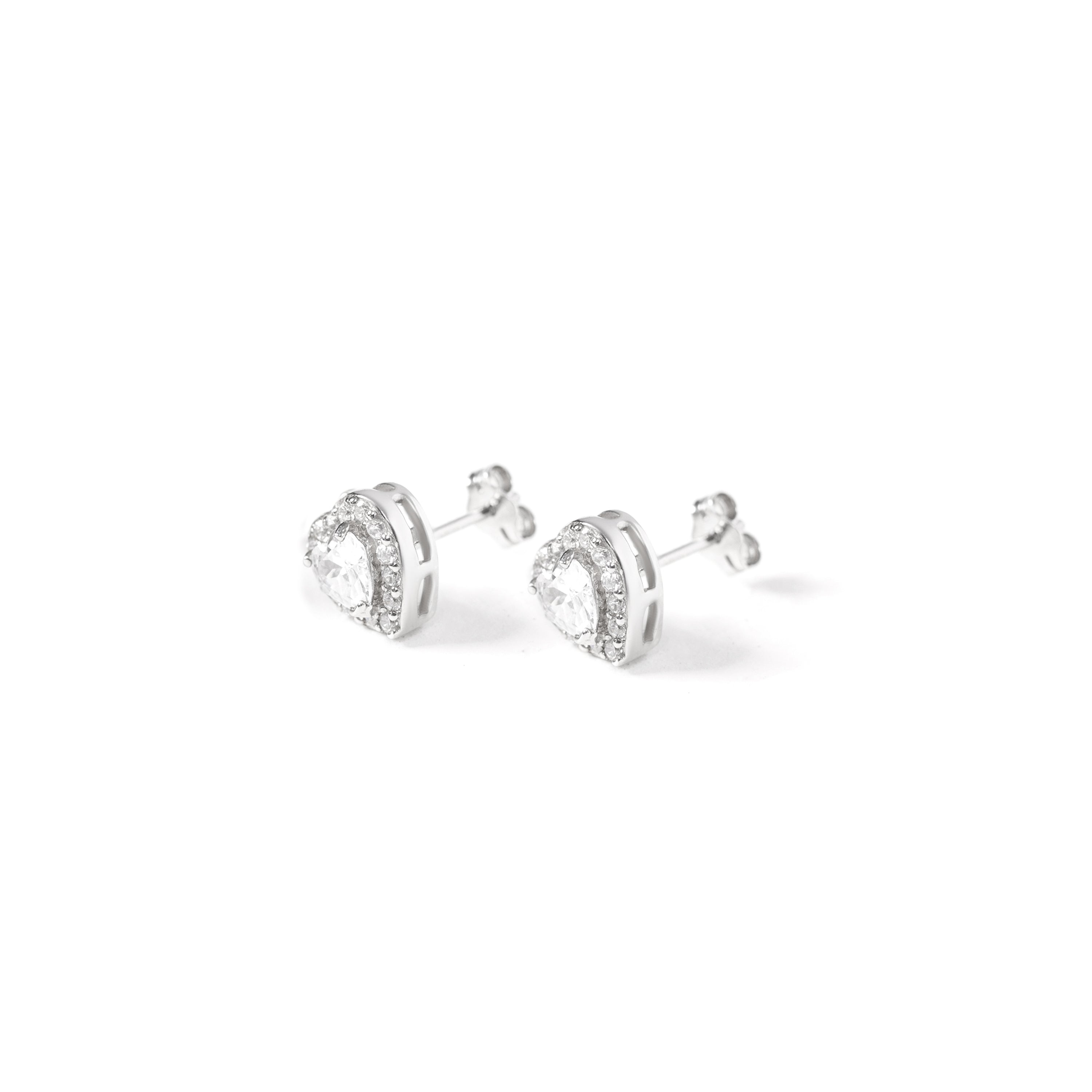 Elegant 92.5 sterling Silver stud earrings with white zorconium