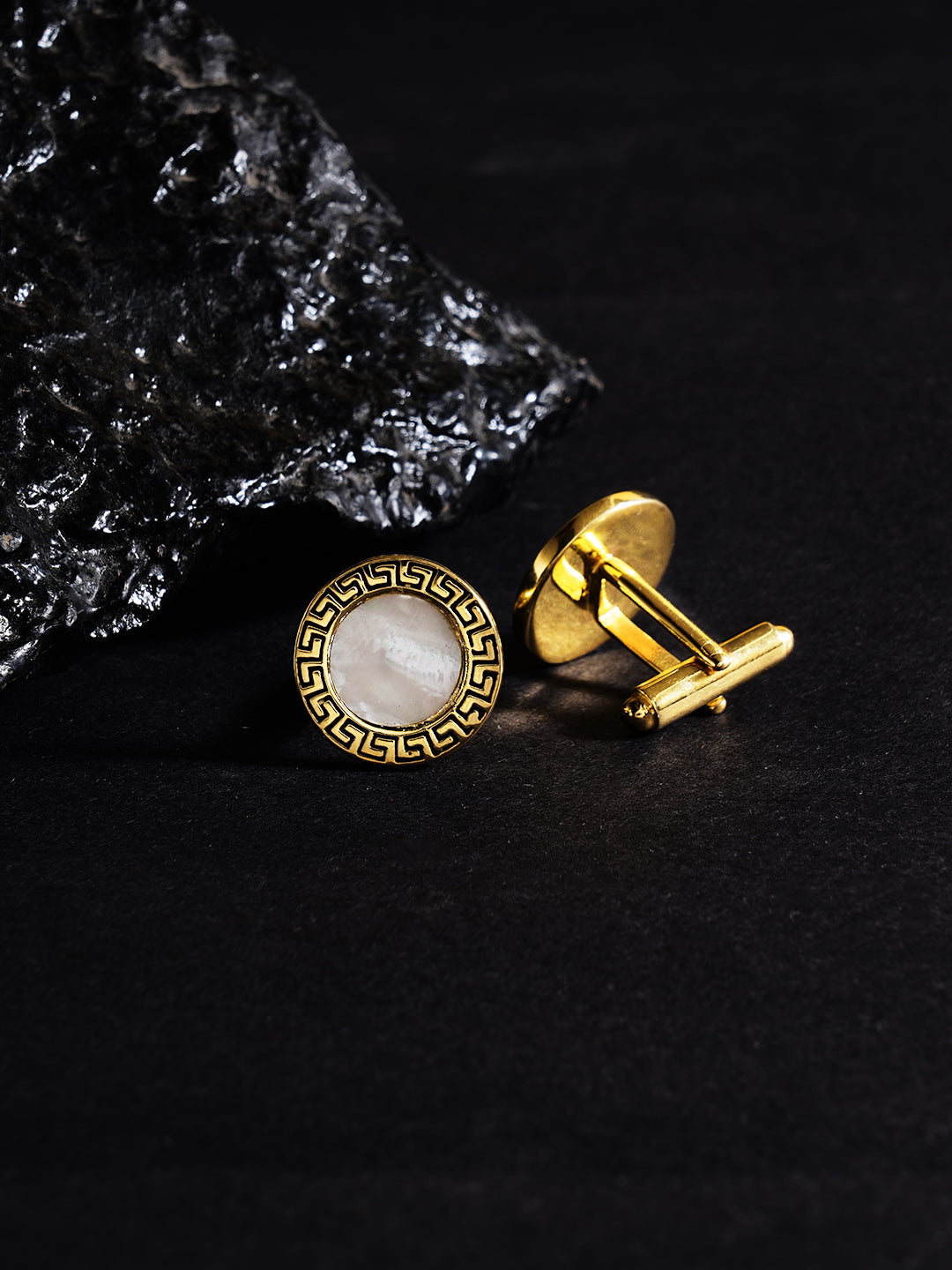 Gold Polish Mother of Pearl Cufflinks