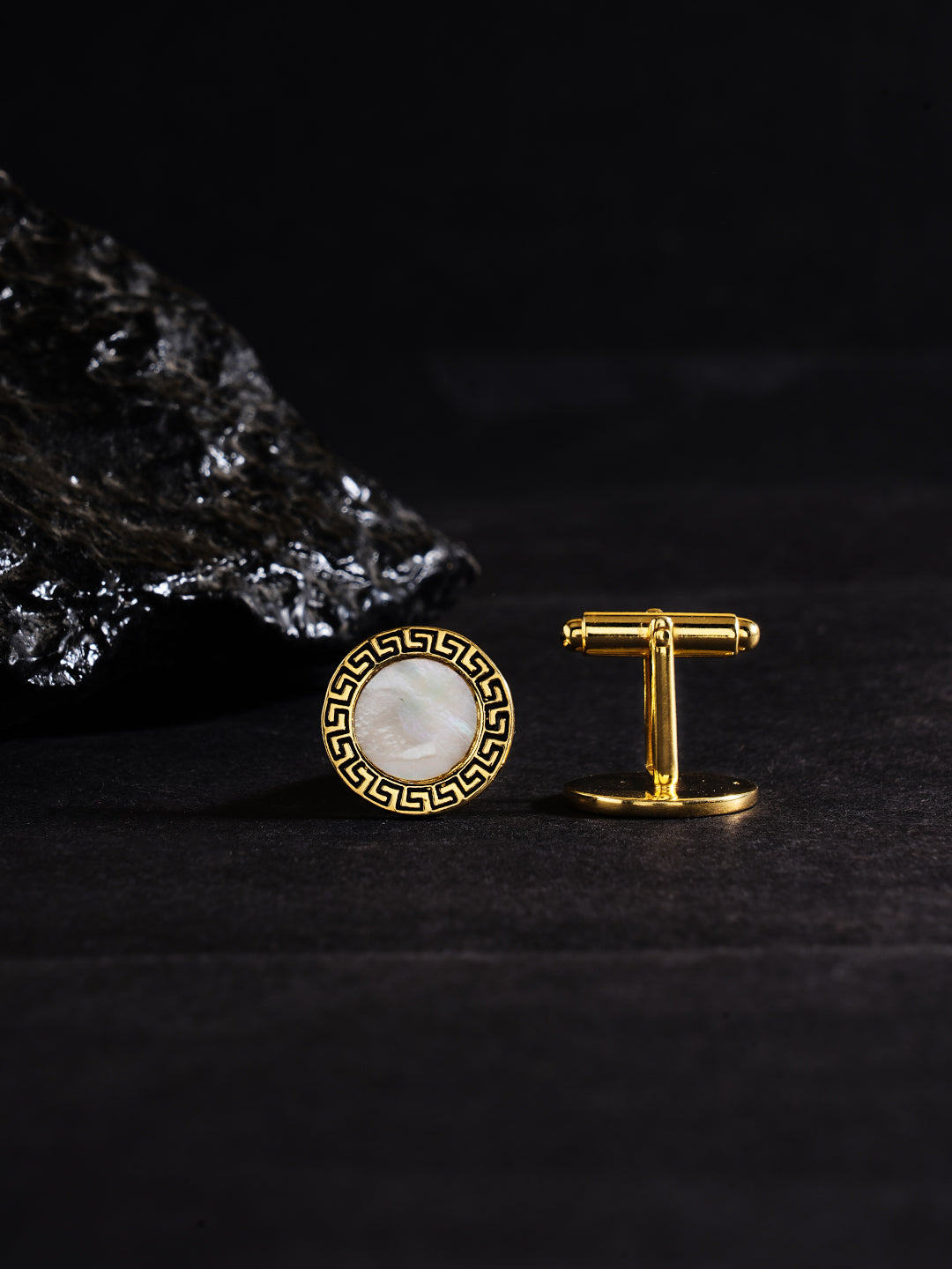 Gold Polish Mother of Pearl Cufflinks