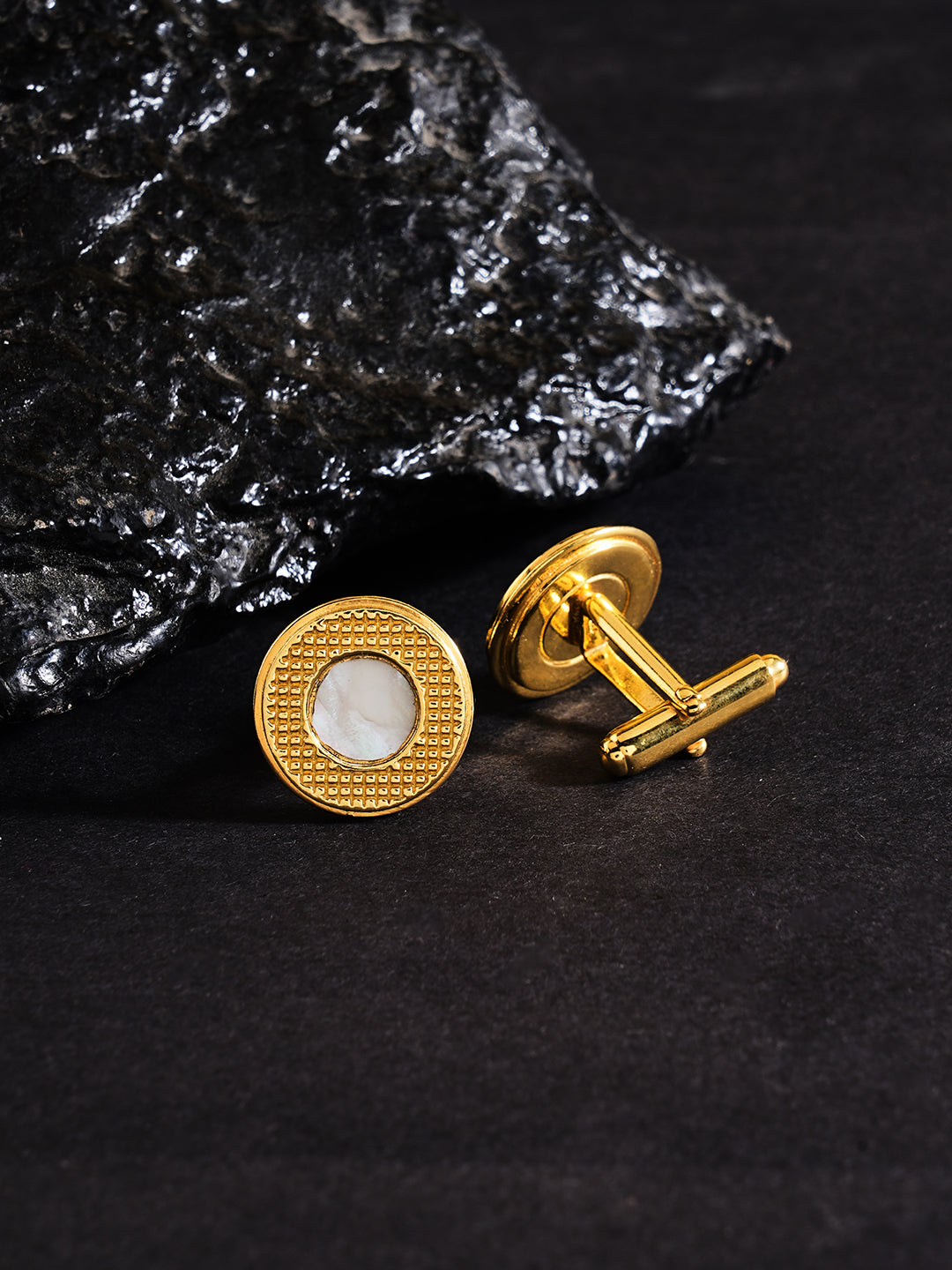 Gold Polish Mother of Pearl Cufflinks