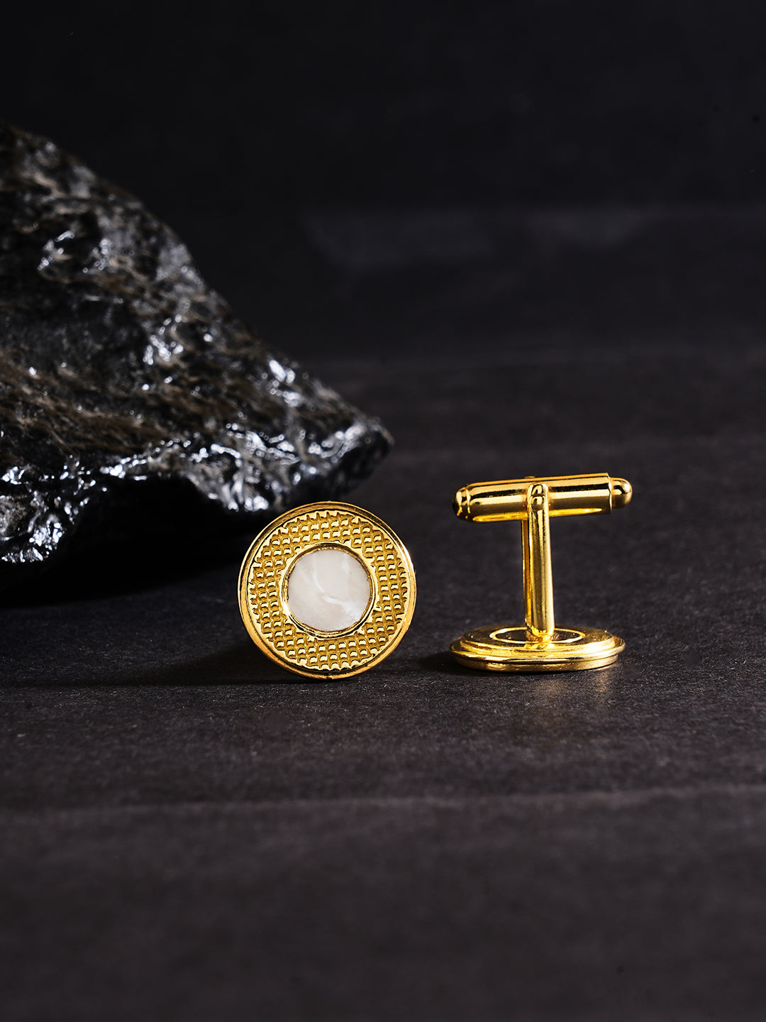 Gold Polish Mother of Pearl Cufflinks