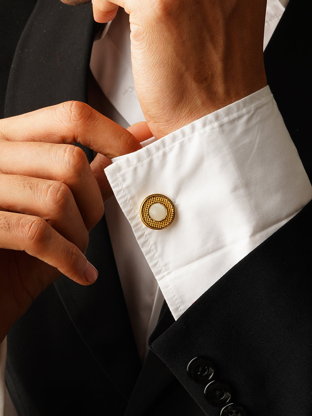 Gold Polish Mother of Pearl Cufflinks